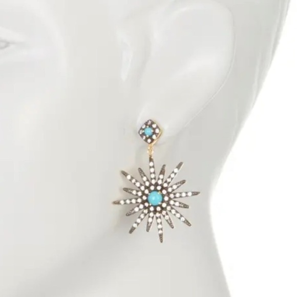 COPY - NEW14K Yellow Gold Plated Turquoise Swarovski Crystal Accented Starburst… - Picture 4 of 6